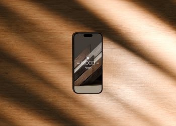 Wood iPhone 15 Pro Free Mockup