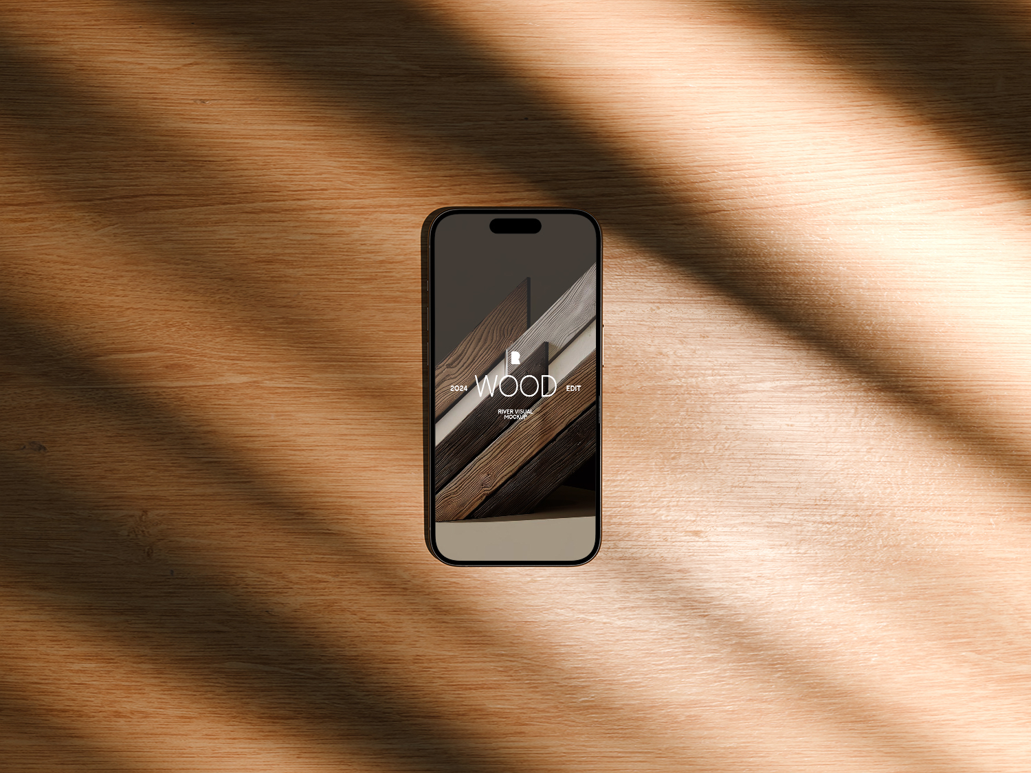 Wood iPhone 15 Pro Free Mockup