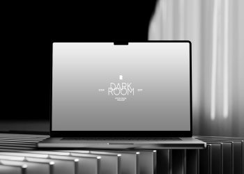 Dark Room Macbook Pro 16 Free Mockup