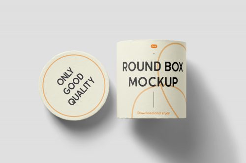 Round Box with Lid Free Mockup