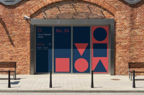 Free Shop Facade Window Sign Mockup (PSD)