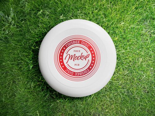 Frisbee Disc Mockup on Grass – Free PSD