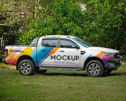 Pickup Truck Mockup – Branding PSD Template