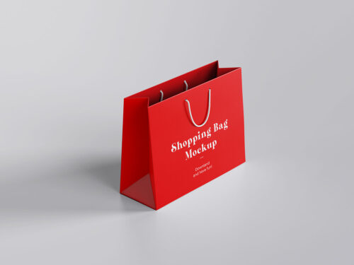 Paper Shopping Bag Mockup in Minimalist Scene