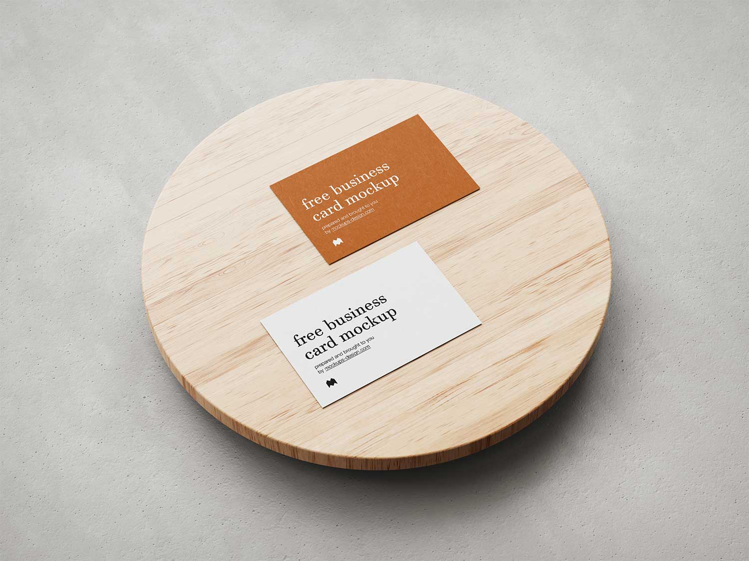 Business Card Mockup Set on Wooden Plate