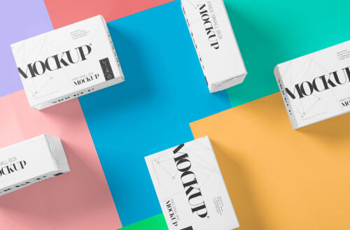 Small Box Packaging Mockup on Colorful Background
