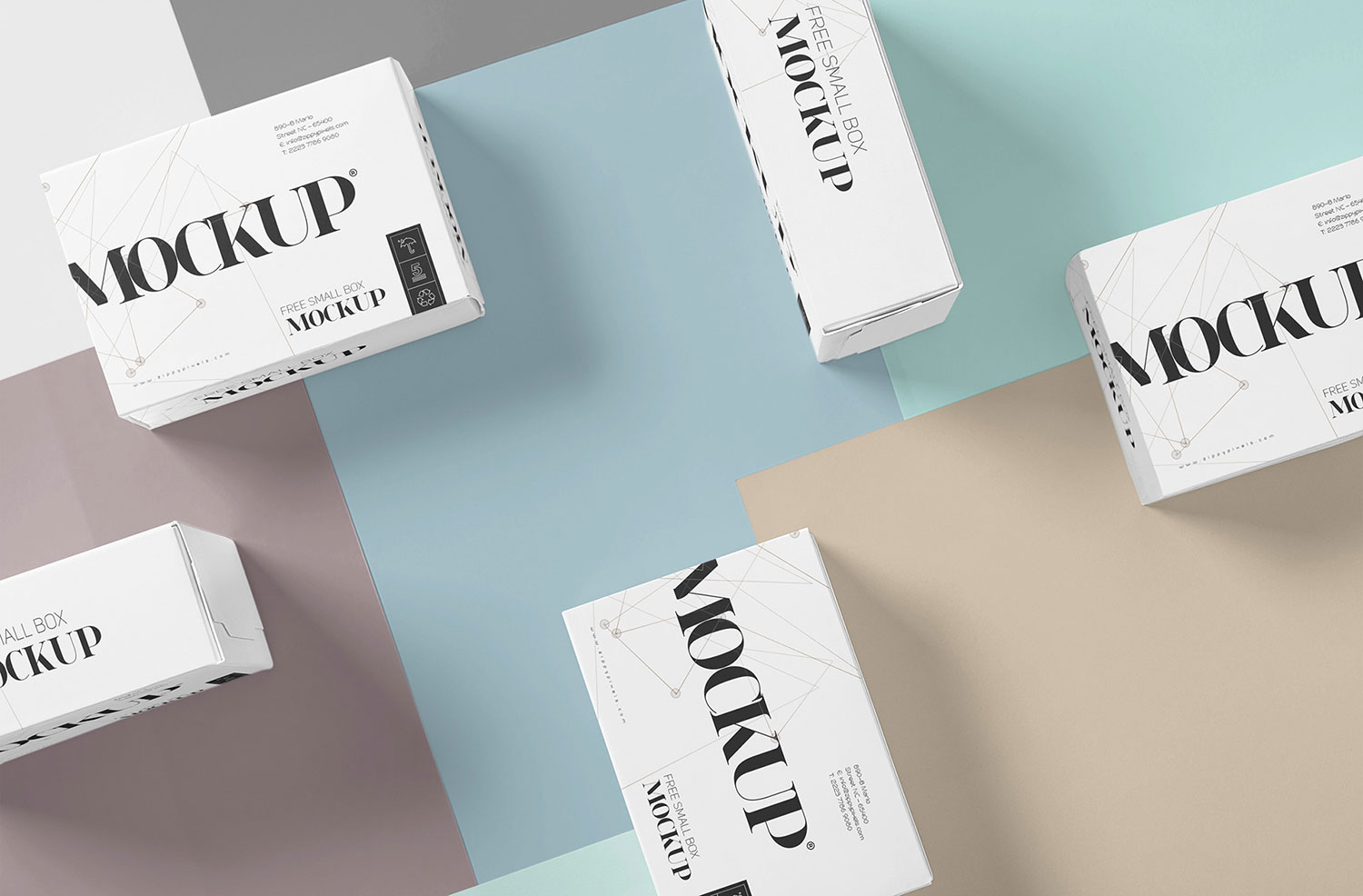 Small Box Packaging Mockup on Colorful Background