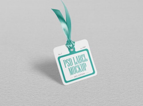 Cloth Tag Mockup with Ribbon