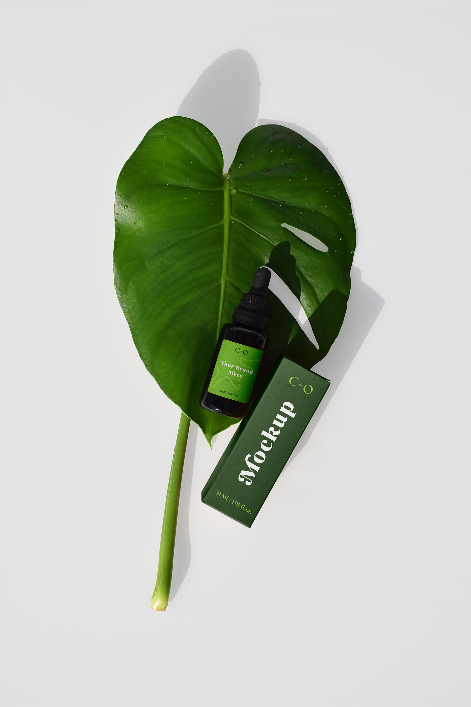 Essential Oil Dropper Bottle Mockup with Box