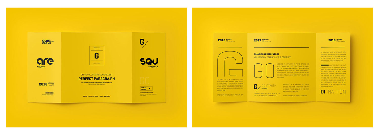 Gate Fold Brochure Three Mockups