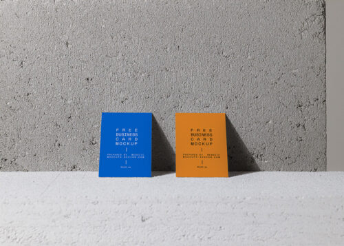 Front View of Two Vertical Business Cards Mockup