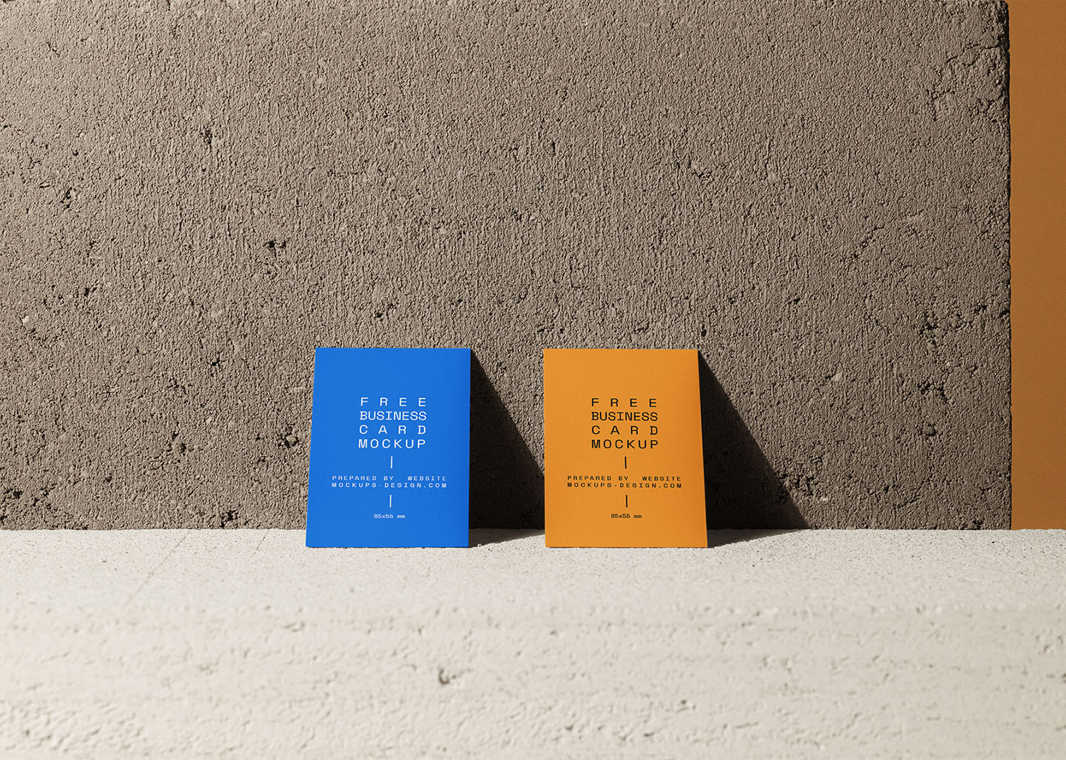 Front View of Two Vertical Business Cards Mockup