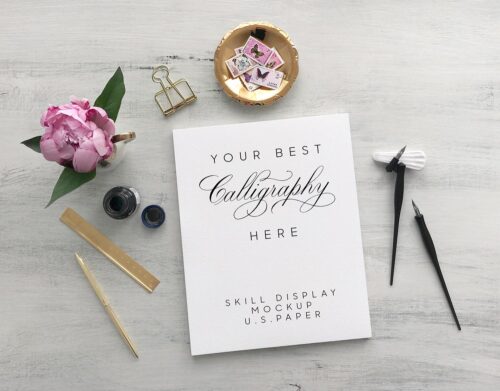 US Letterhead Paper Logo & Calligraphy Mockup