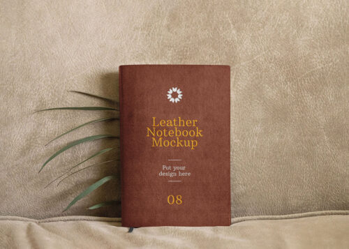 Front View Leather Cover Notebook Mockup