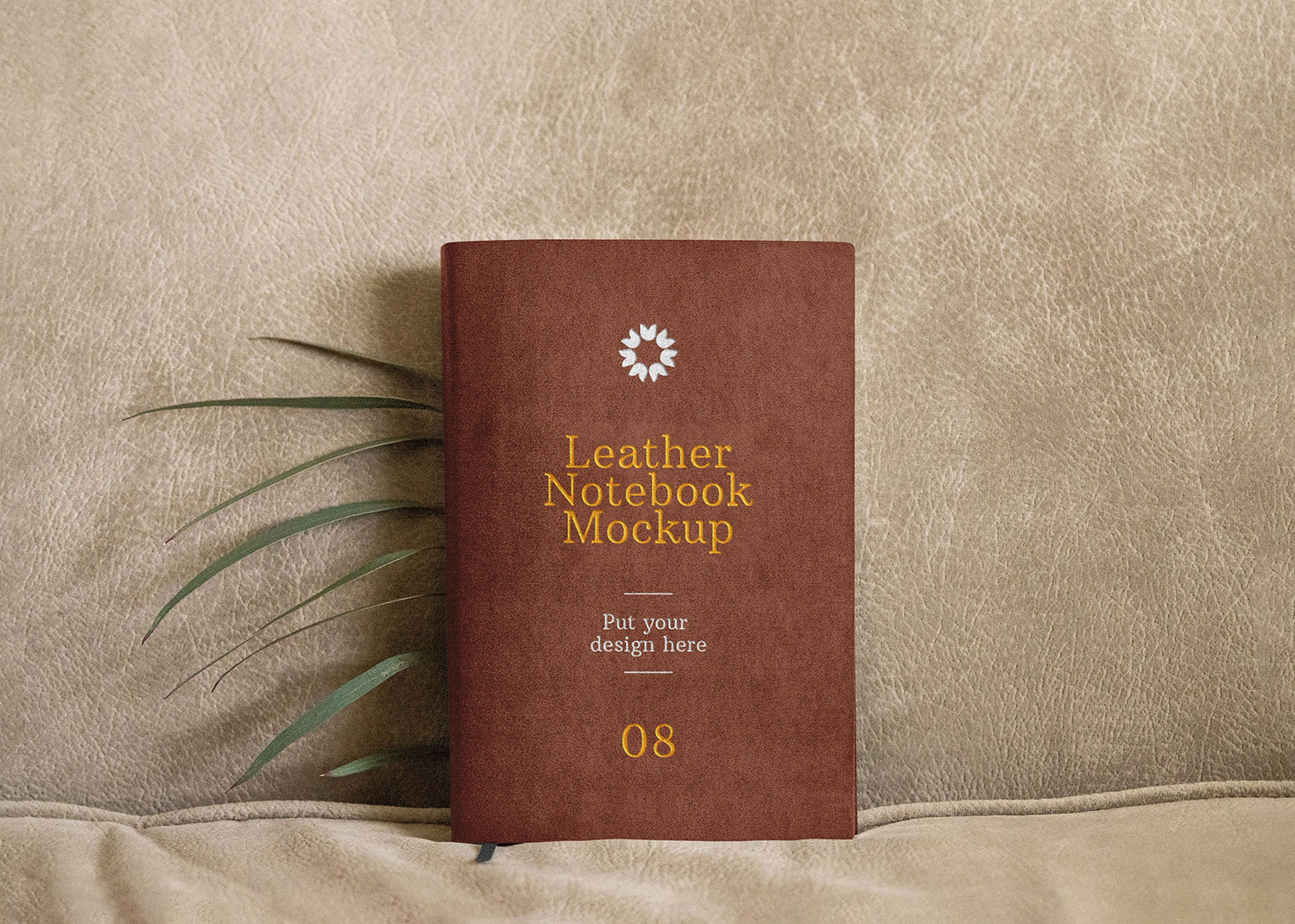 Front View Leather Cover Notebook Mockup