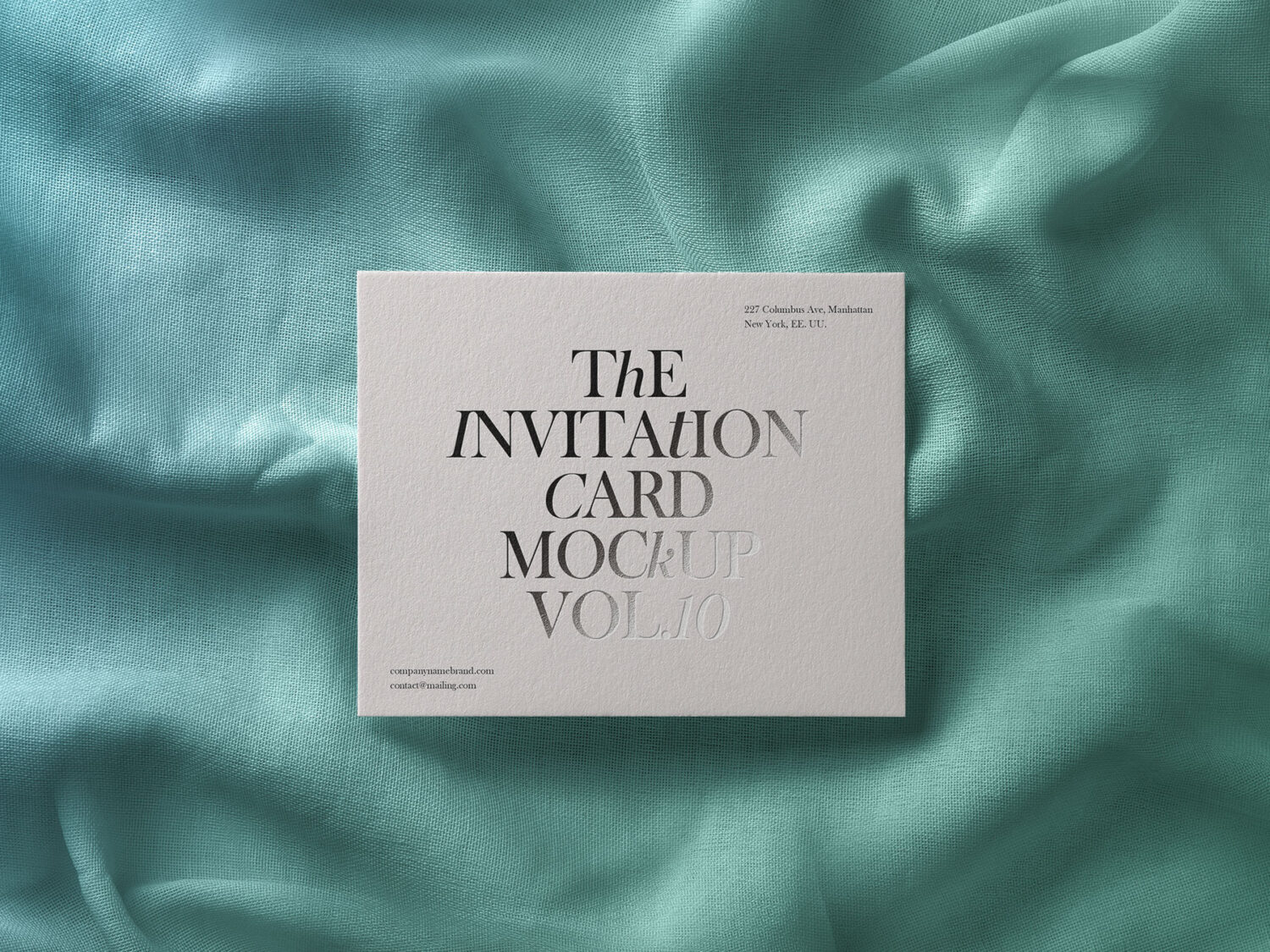 Top View Invitation Card Mockup on Fabric