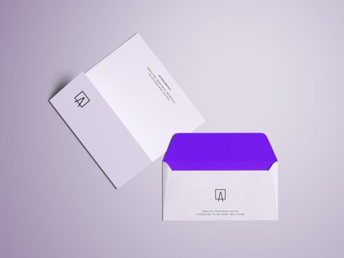 Top View Envelope and Letterhead Mockup